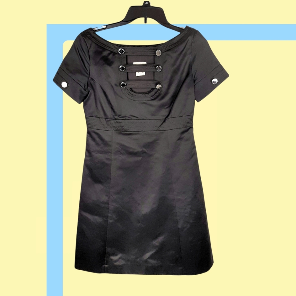 Karen Millen Black Satin Short Sleeve Dress